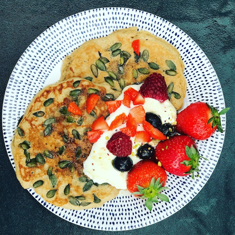 seedy spelt pancakes